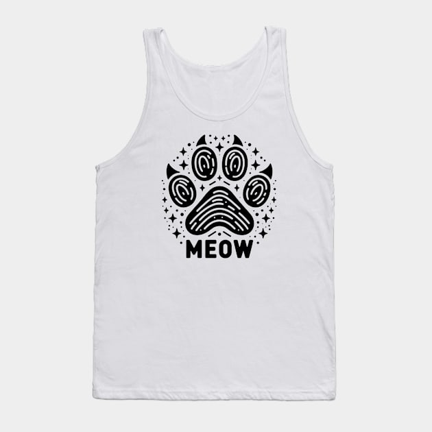 Cat Paw With Meow and stars Tank Top by AhmedPrints